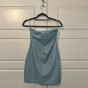 naked wardrobe Light Blue Mini Slip Dress